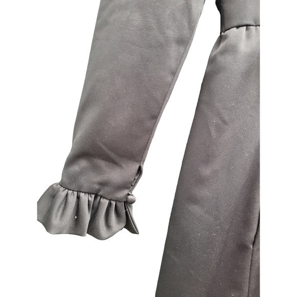 Vintage Ruffle Cuff V-neck and Hem Long Sleeve Goth‎ Line A-line Midi Prom Dress - Picture 7 of 12